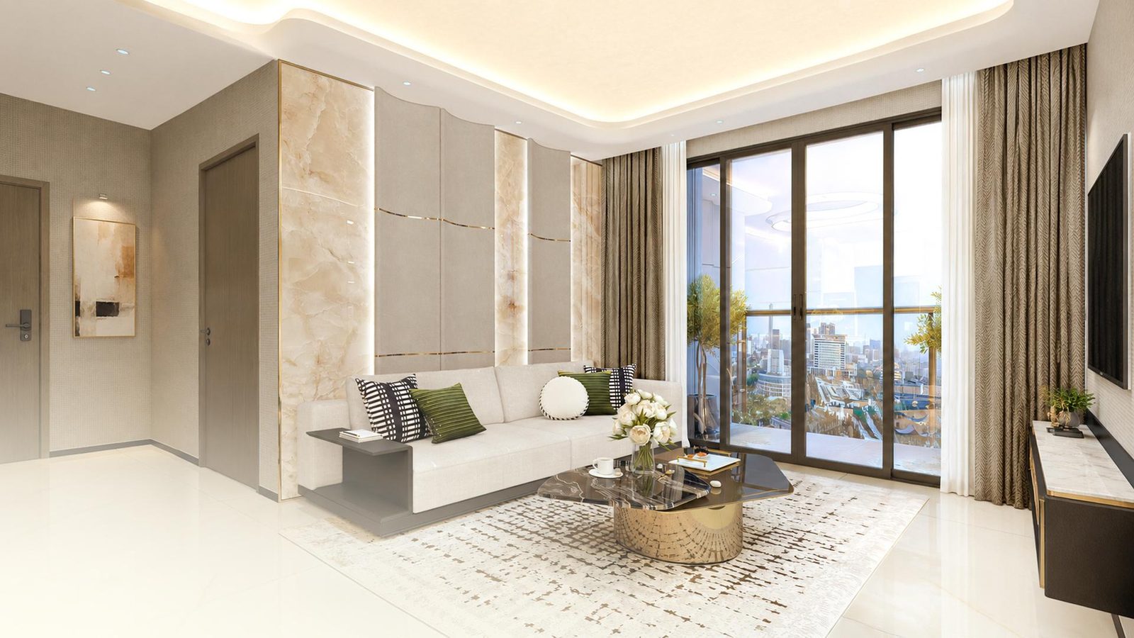 Góc nghỉ trong căn hộ Gladia Heights có nắng chiếu vào