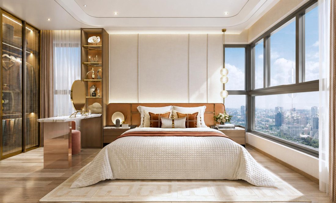 Phòng ngủ lớn trong căn hộ mẫu Gladia Heights