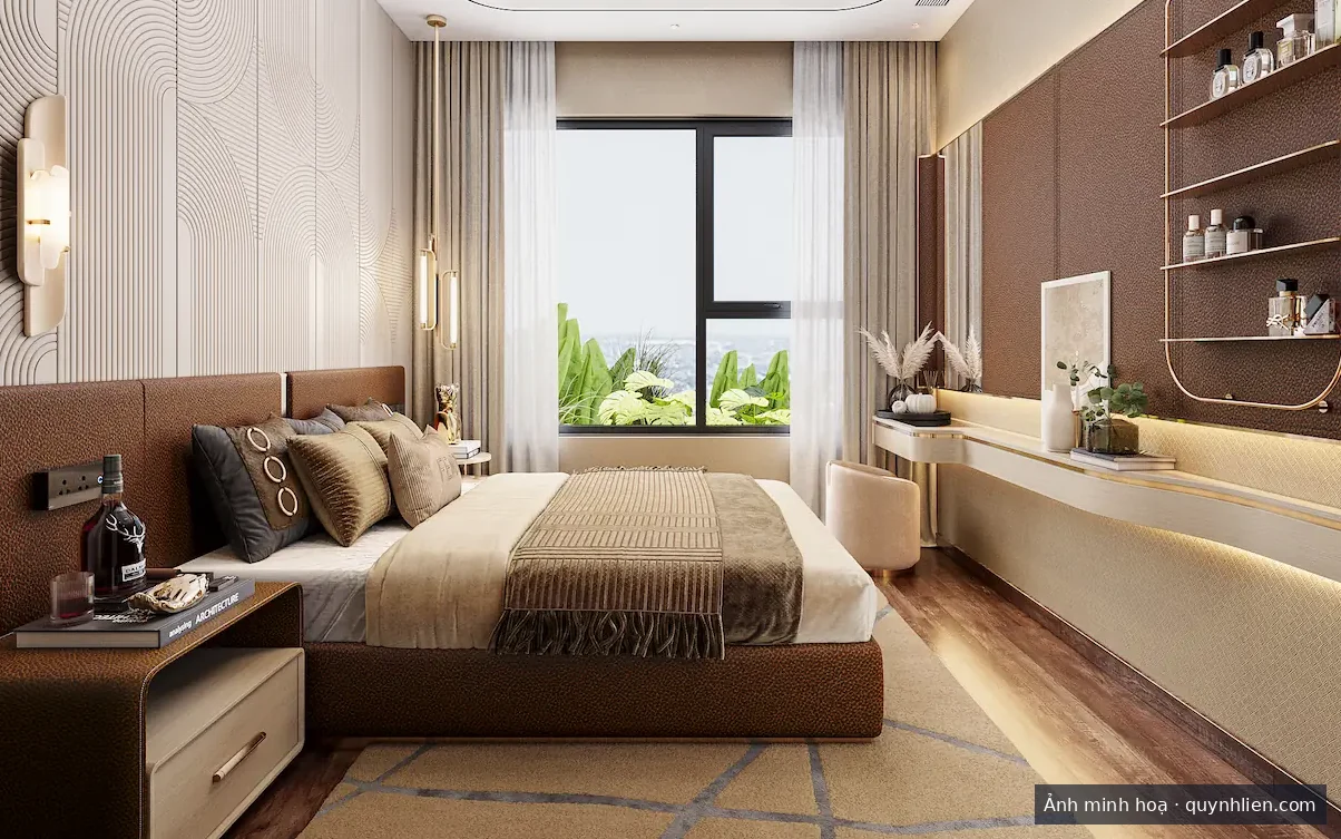 Góc bếp trong nhà mẫu căn 1 phòng ngủ Khải Hoàn Imperial