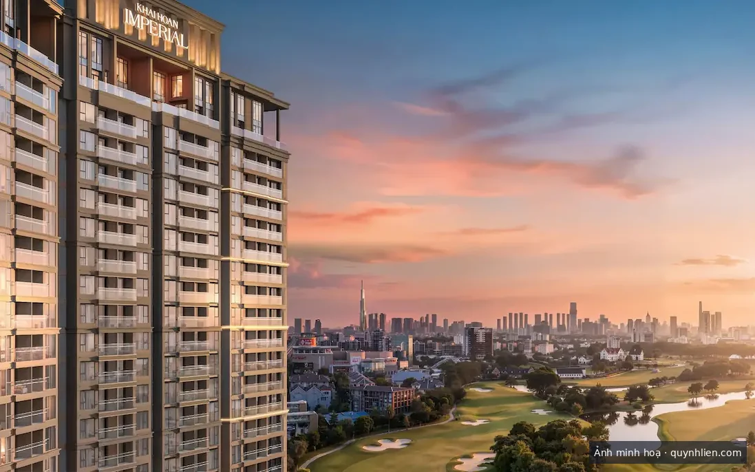 Hình vẽ Khải Hoàn Imperial nhìn về hướng sân golf Sông Bé