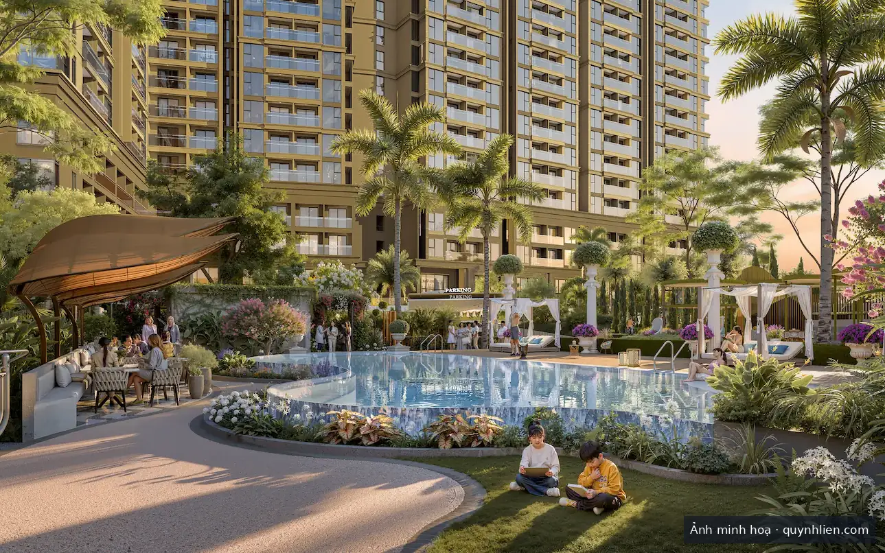 Hồ bơi ngoài trời ở tầng 21 của Khải Hoàn Imperial