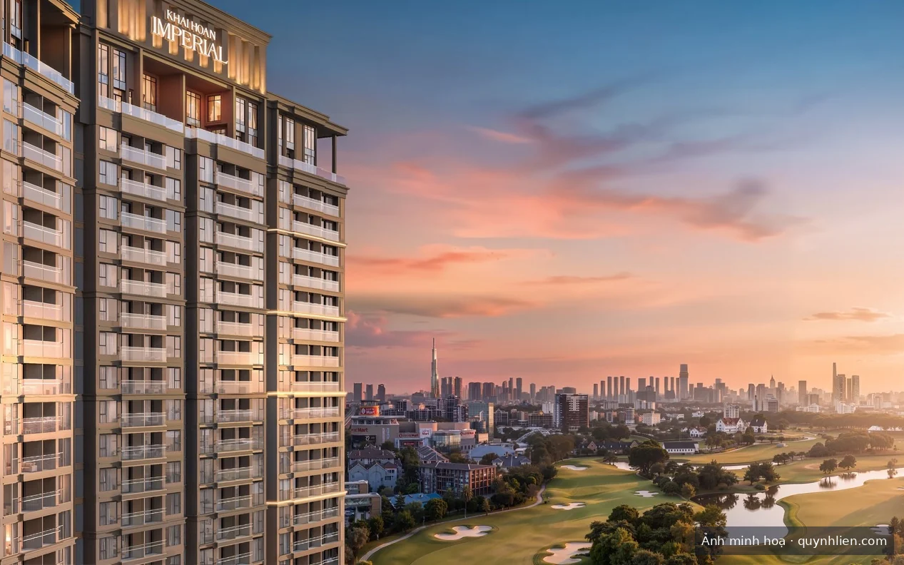 Hướng nhìn từ căn hộ Khải Hoàn Imperial về phía sân golf Sông Bé